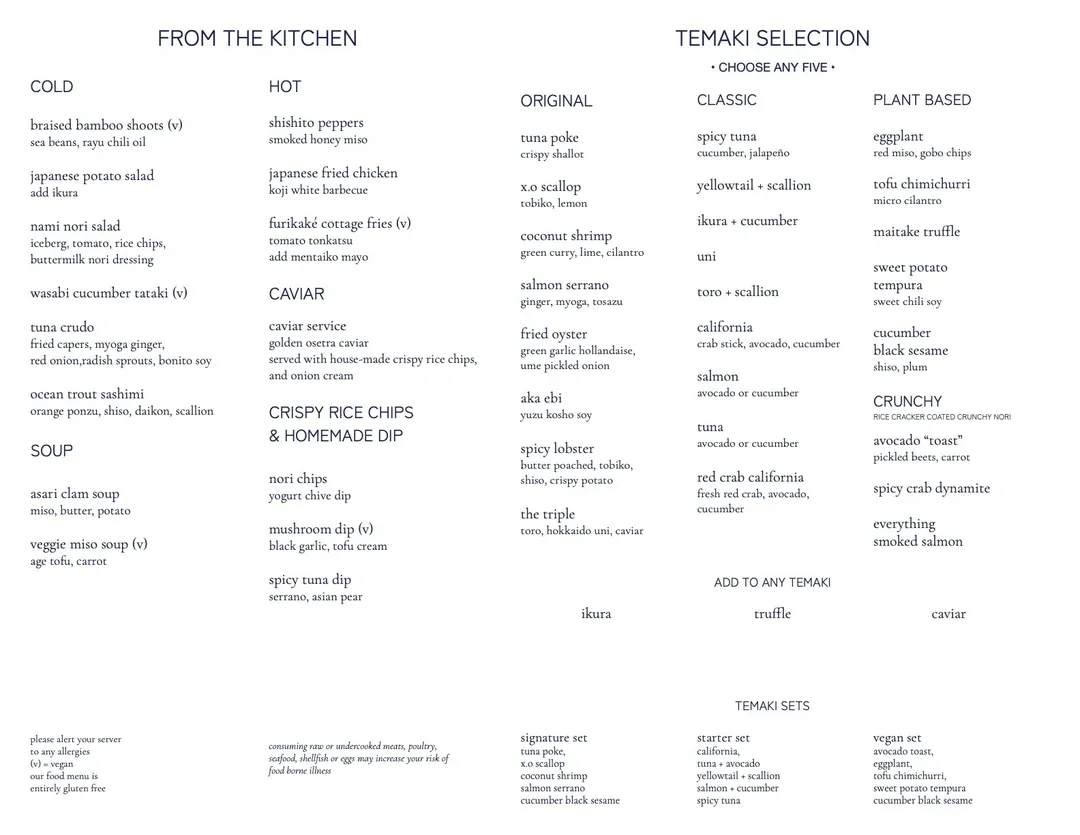Nami Nori Williamsburg gluten-free menu and interior, photo 6 of 8