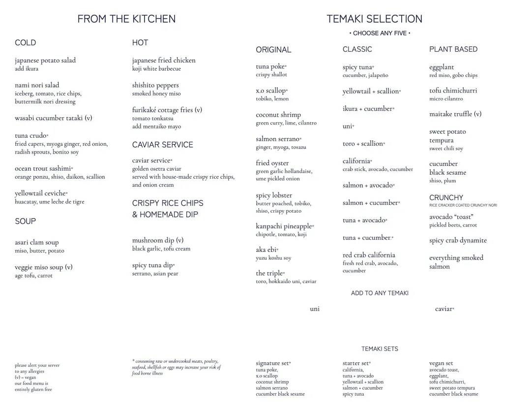 Nami Nori Williamsburg gluten-free menu and interior, photo 7 of 8